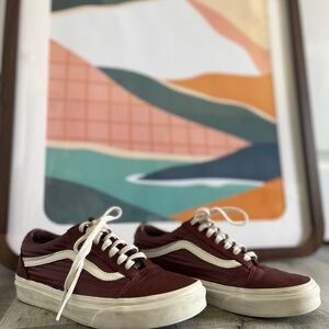 Red Leather Old Skool Vans